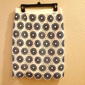 New Antonio Melani intricately embroidered midi skirt with sunburst pattern